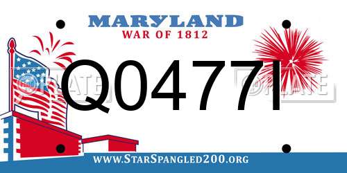 Q0477I Maryland License Plate