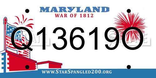 Q13619O Maryland License Plate
