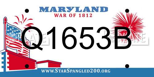 Q1653B Maryland License Plate