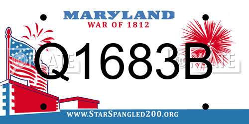 Q1683B Maryland License Plate