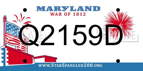 Q2159D Maryland License Plate