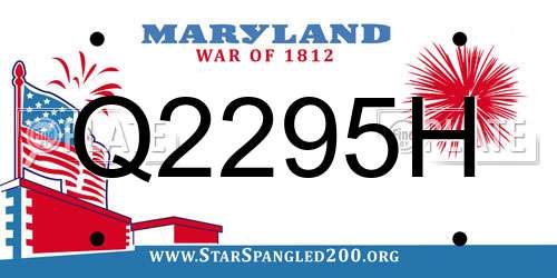 Q2295H Maryland License Plate