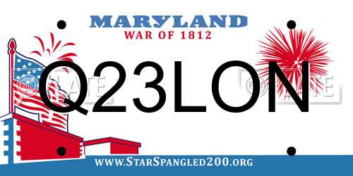 Q23LON Maryland License Plate