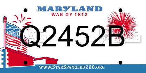 Q2452B Maryland License Plate