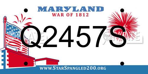 Q2457S Maryland License Plate