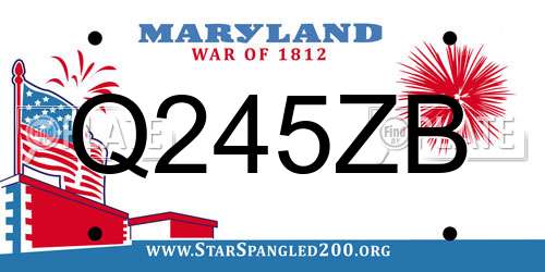 Q245ZB Maryland License Plate
