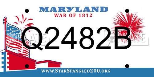 Q2482B Maryland License Plate