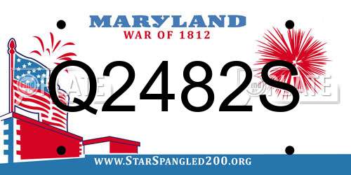 Q2482S Maryland License Plate