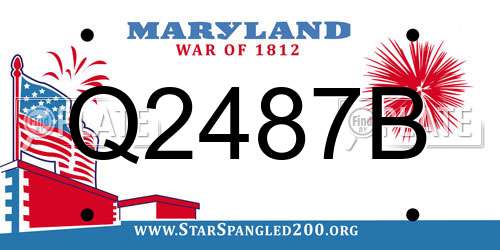 Q2487B Maryland License Plate