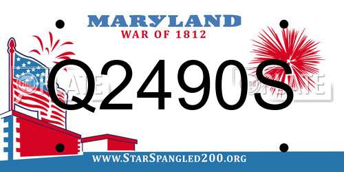 Q2490S Maryland License Plate