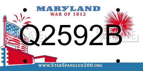 Q2592B Maryland License Plate