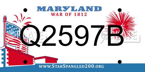 Q2597B Maryland License Plate