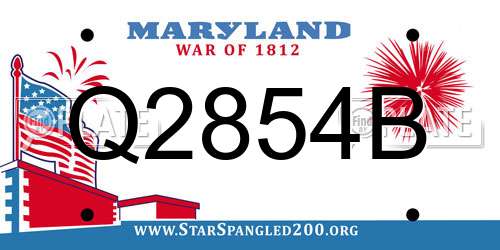 Q2854B Maryland License Plate
