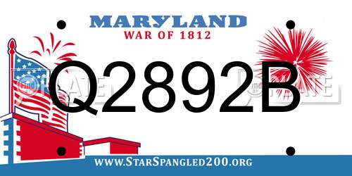 Q2892B Maryland License Plate