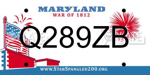 Q289ZB Maryland License Plate