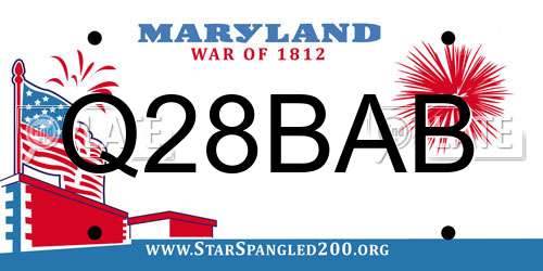 Q28BAB Maryland License Plate