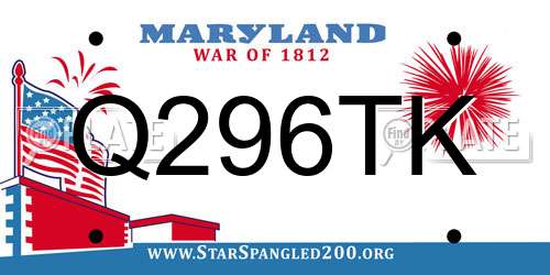 Q296TK Maryland License Plate