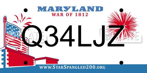 Q34LJZ Maryland License Plate