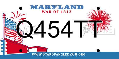 Q454TT Maryland License Plate