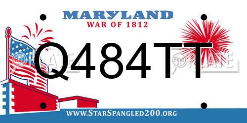 Q484TT Maryland License Plate