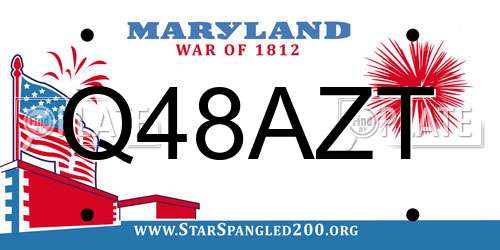 Q48AZT Maryland License Plate