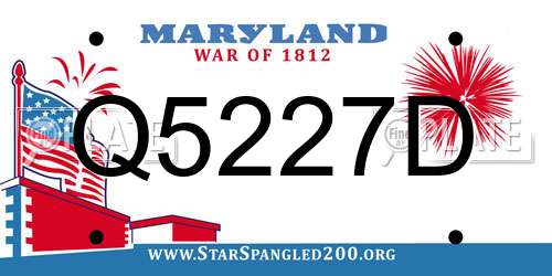 Q5227D Maryland License Plate