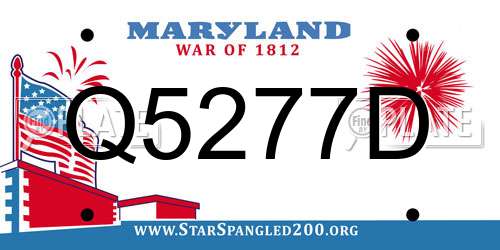 Q5277D Maryland License Plate