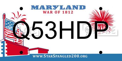 Q53HDP Maryland License Plate