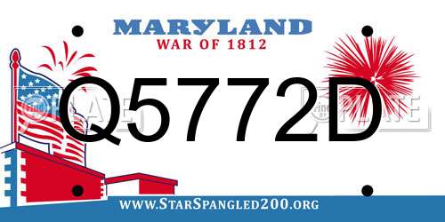 Q5772D Maryland License Plate