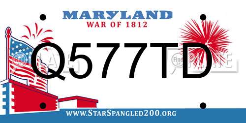 Q577TD Maryland License Plate