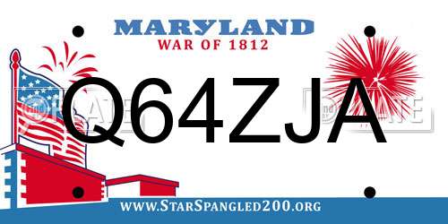 Q64ZJA Maryland License Plate