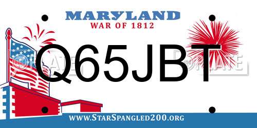 Q65JBT Maryland License Plate