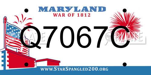 Q7067C Maryland License Plate