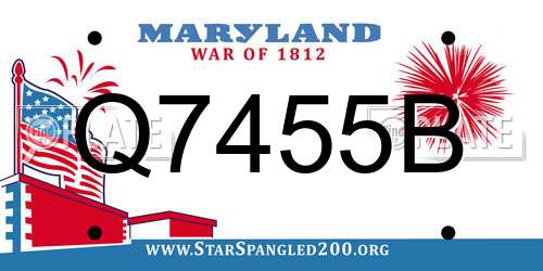Q7455B Maryland License Plate