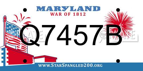 Q7457B Maryland License Plate