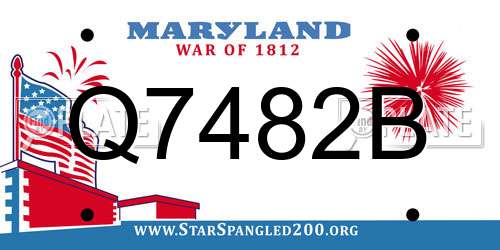 Q7482B Maryland License Plate