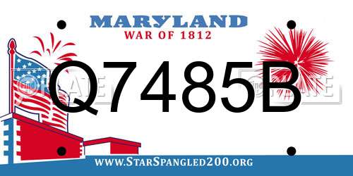 Q7485B Maryland License Plate
