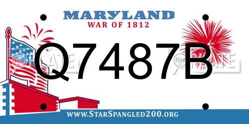 Q7487B Maryland License Plate