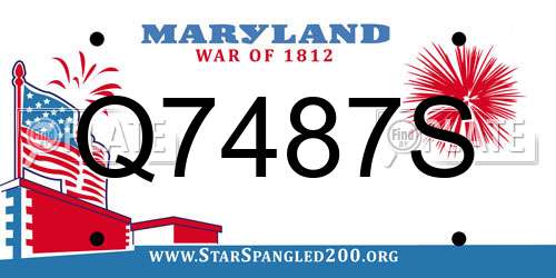 Q7487S Maryland License Plate