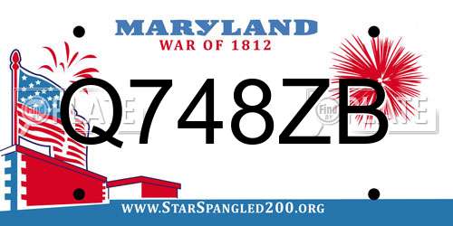 Q748ZB Maryland License Plate