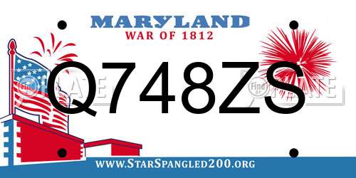 Q748ZS Maryland License Plate