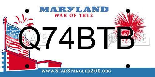 Q74BTB Maryland License Plate