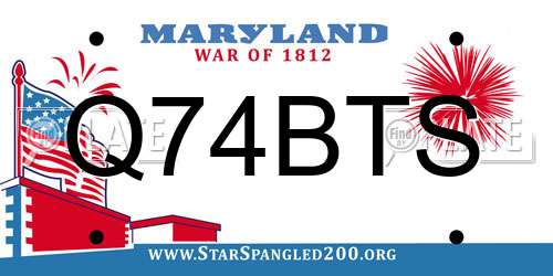 Q74BTS Maryland License Plate