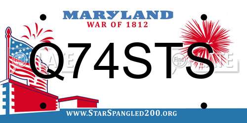 Q74STS Maryland License Plate