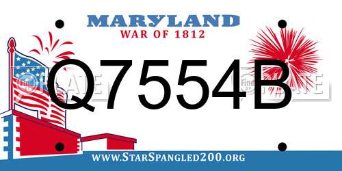 Q7554B Maryland License Plate