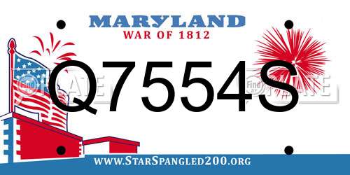 Q7554S Maryland License Plate