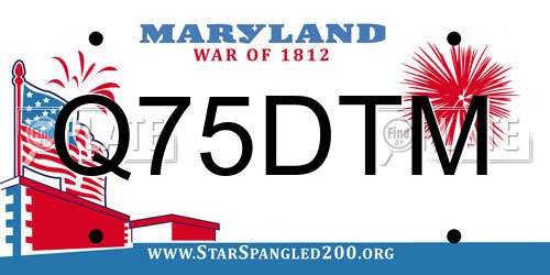 Q75DTM Maryland License Plate