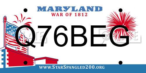 Q76BEG Maryland License Plate