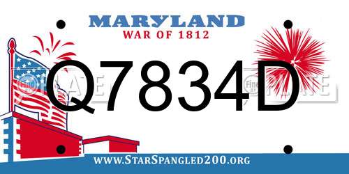 Q7834D Maryland License Plate