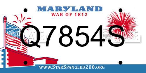 Q7854S Maryland License Plate